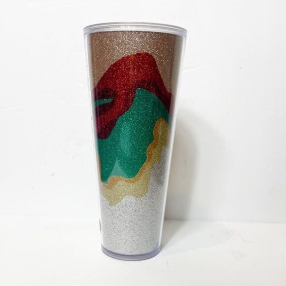 Starbucks 2018 Holiday Collection Flow Glitter Cold Cup 24oz Double Wall Tumbler - Picture 3 of 8